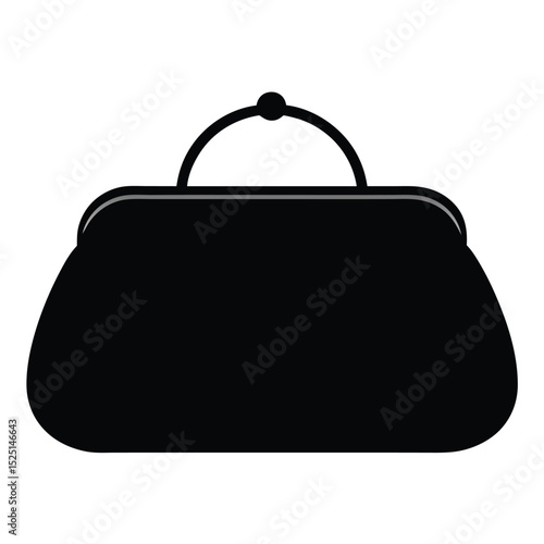 Elegant Clutch Purse Silhouette Illustration, Vintage Style Handbag Design, Formal Accessory