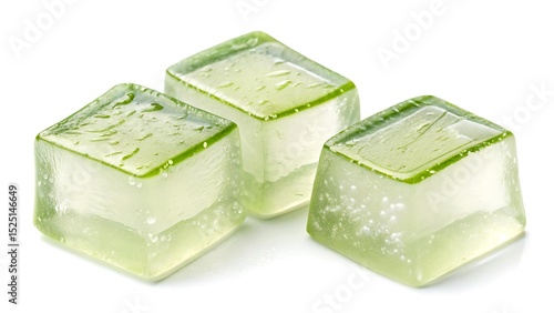 Three transparent aloe vera cube jelly piece, Skincare cube, Moisture, Gel piece