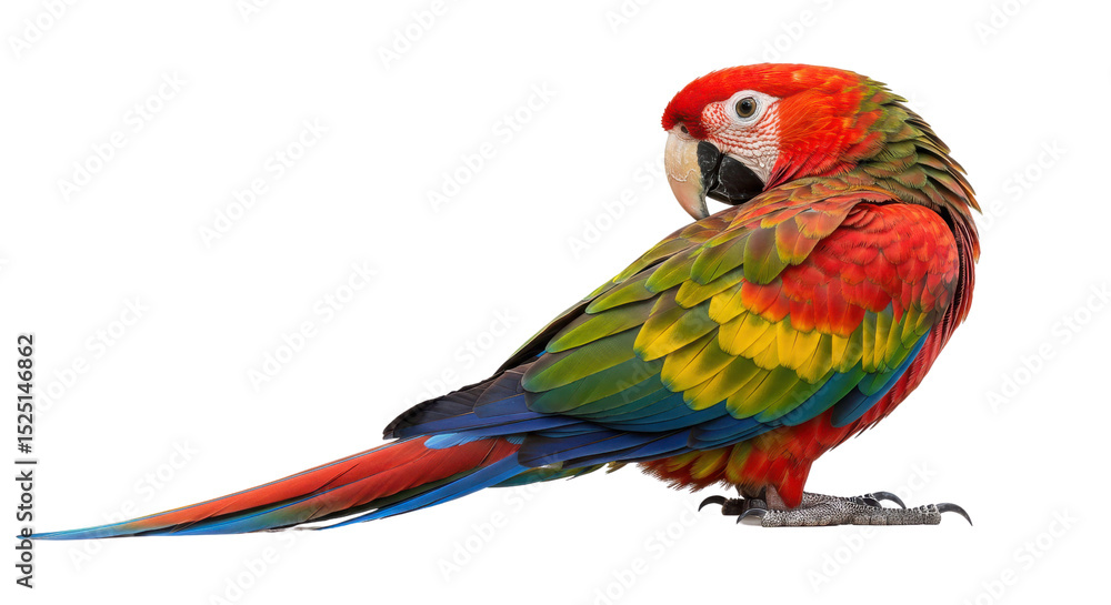 Obraz premium Colorful parrot perched isolated on white background
