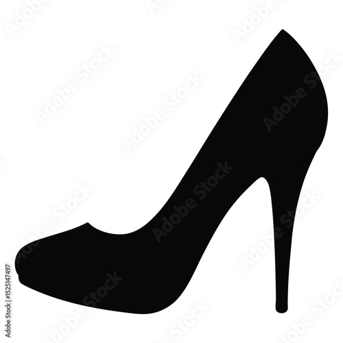 Silhouette of Elegant High Heel Shoe Sophisticated Women's Fashion Footwear