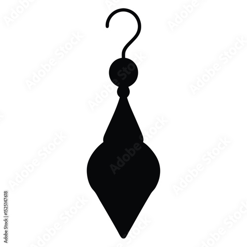 Single Black Decorative Ornament with Hanging Hook Silhouette Design Illustration