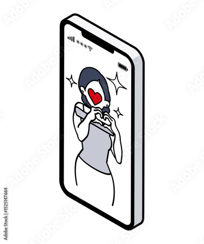 Romance Scam – Female Scammer Appearing on Smartphone Screen