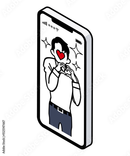 Romance Scam – Male Scammer Appearing on Smartphone Screen