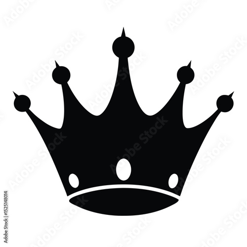Stylized Black Crown Silhouette with Round Embellishments Illustration