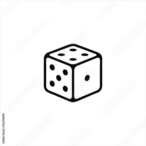 Single Gaming Die Line Icon Vector Graphic