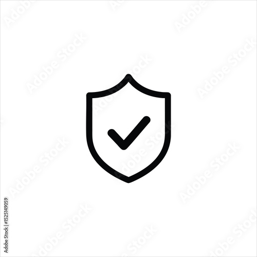 Verified Secure Shield Line Icon Vector