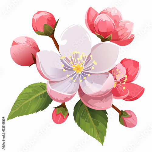 梅のアニメ風ベクター背景透過素材