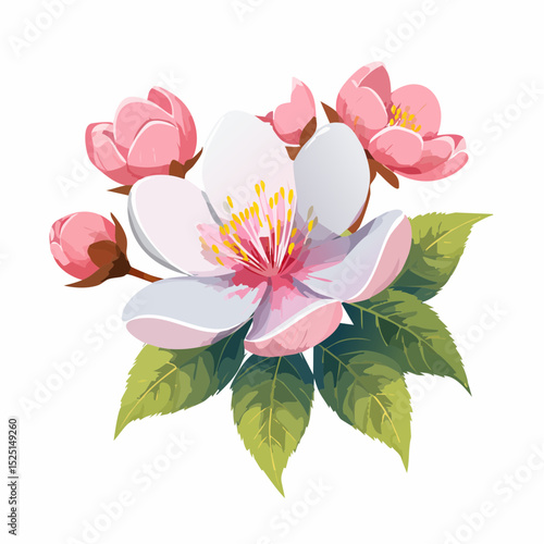 梅のアニメ風ベクター背景透過素材