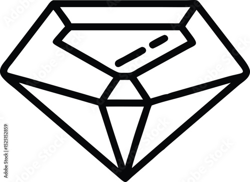 Open diamond safe line art icon black and white isolated on white background