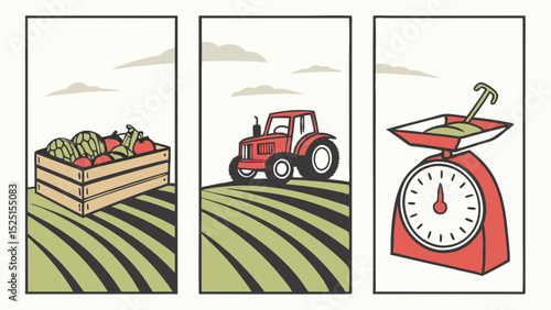 Farm Fresh Produce From Field to Table Illustration