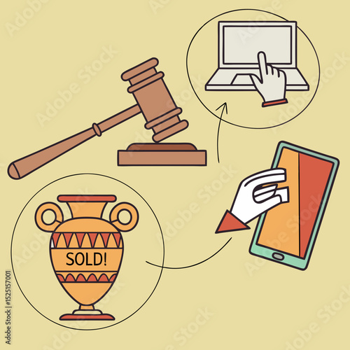 Online Auction Bidding, Selling, and Purchasing Antiques and Collectibles Digitally