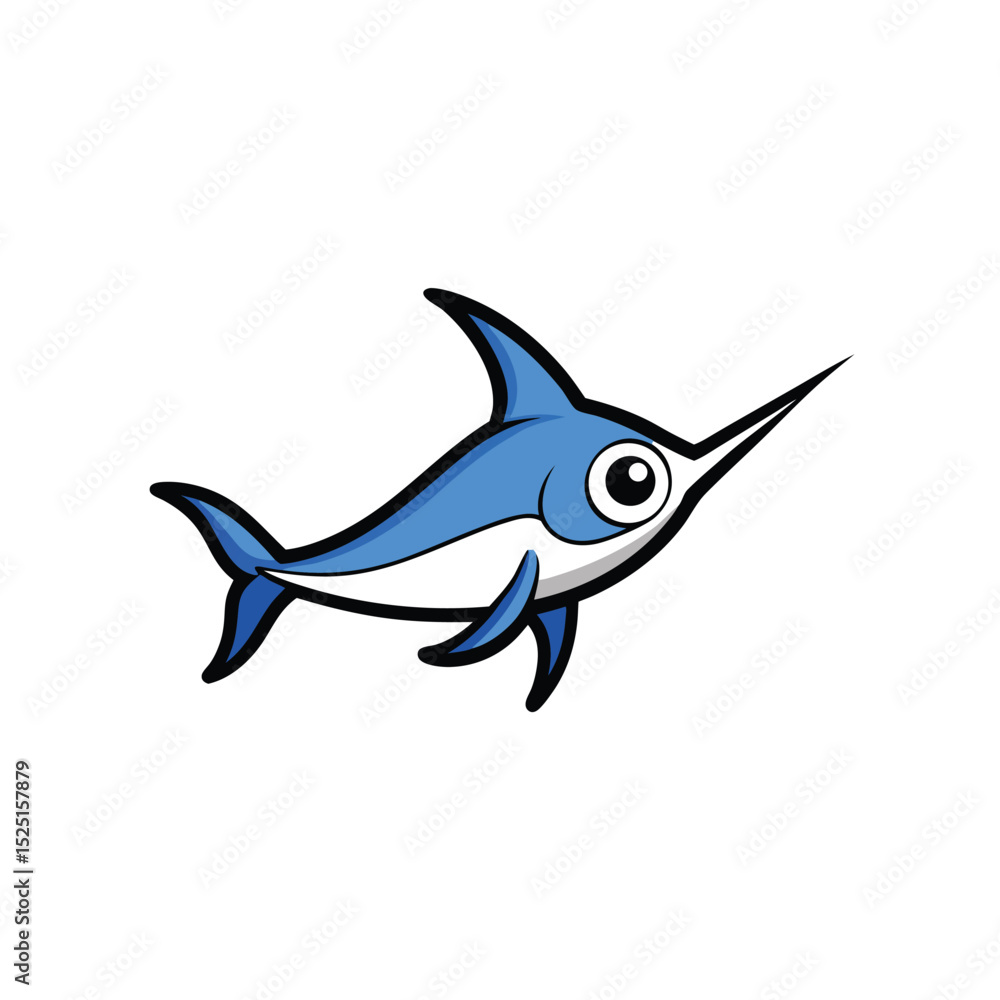 Obraz premium cute cartoon swordfish vector illustration