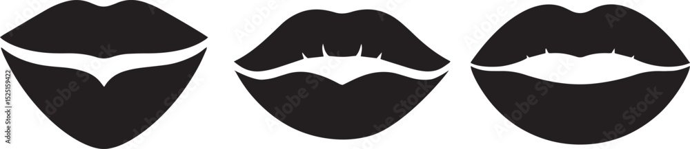 Φωτογραφία lips silhouette, woman lips icon, lipstick shape, feminine lips, kiss silhouette