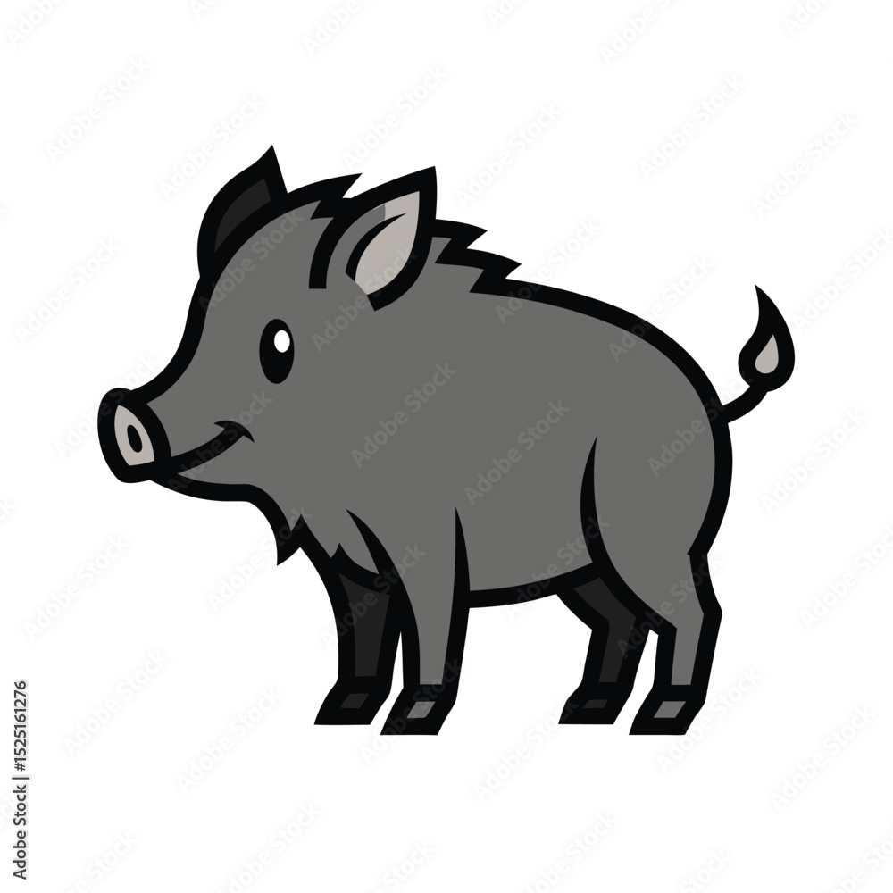 Fototapeta premium A cute cartoon boar vector illustration