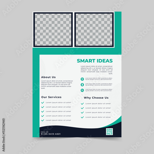 Modern teal and dark blue business flyer template
