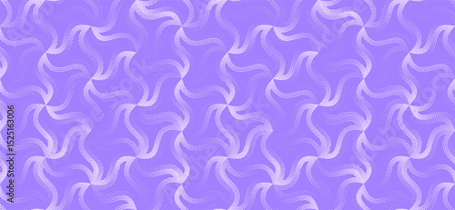 Dynamic swirling vector graphic with trippy star-like flow, dotwork rendering and vibrant violet base. Ideal for standout headers, bold digital visuals or vibrant wide-format presentation designs
