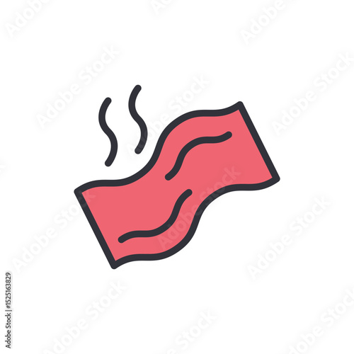Delicious Crispy Bacon Strip With Fumes Isolated On Transparent Backdrop