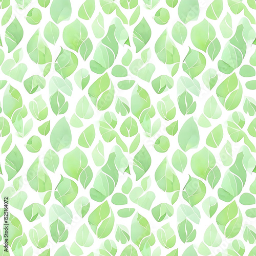 Wallpaper Mural Fresh Green Leaf Pattern on Light Background ? Digital Illustration Torontodigital.ca