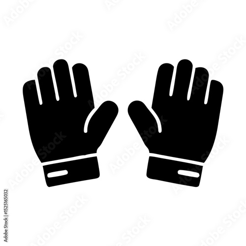 Protective Gloves Black Glyph Icon — Safety Handwear, Industrial Work Gear Symbol

