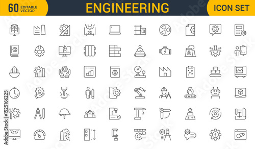 Engineering Icon Set: Precision-crafted icons for mechanical, civil, electrical, and software engineering projects.