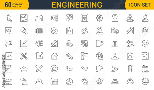 Engineering Icon Set: Precision-crafted icons for mechanical, civil, electrical, and software engineering projects.