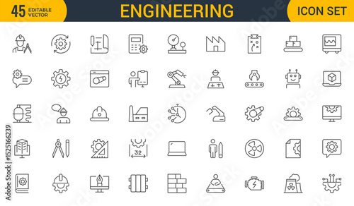 Engineering Icon Set: Precision-crafted icons for mechanical, civil, electrical, and software engineering projects.