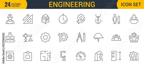 Engineering Icon Set: Precision-crafted icons for mechanical, civil, electrical, and software engineering projects.