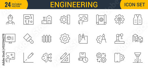 Engineering Icon Set: Precision-crafted icons for mechanical, civil, electrical, and software engineering projects.