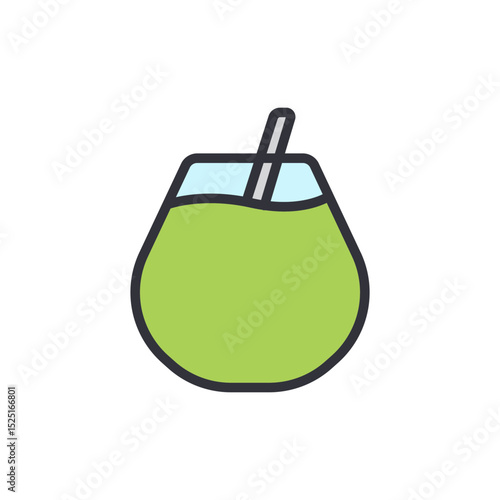 Refreshing Mate Drink In A Traditional Gourd With A Straw Design