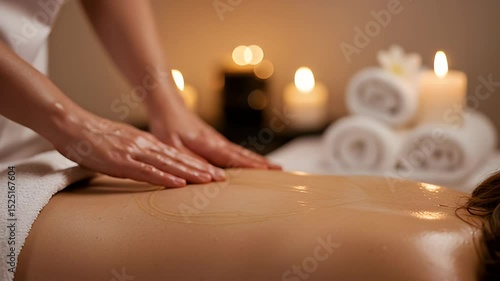Wallpaper Mural Woman Receives a Relaxing Massage Therapy at Spa with Warm Candle Light In Neutral Background Focus on Shining Wet Skin Torontodigital.ca