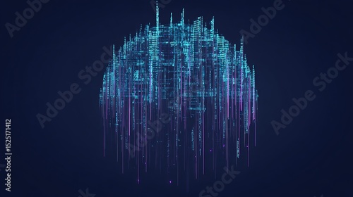 Abstract futuristic glowing data city sphere