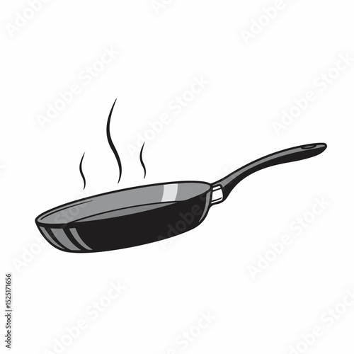 Kitchen utensil for cooking Christmas dinner.  Hot frying pan with steam is perfect for holiday recipes.  This kitchen utensil image is ideal for holiday-themed cooking blogs and recipe websites.