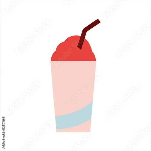 Refreshing Red Shaved Ice in a Pastel Cup simple illustration