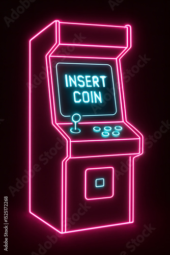 Neon Arcade Machine with Glowing Cyan Buttons and Text wallpaper