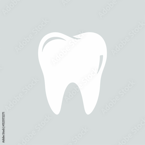 Clean white tooth icon. Simple dental care image.  Healthy tooth symbol for dentistry brochure or kitchenware packaging.