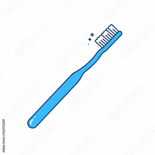 Blue toothbrush with soft bristles, perfect for daily oral hygiene.  This simple toothbrush design is ideal for maintaining healthy teeth and gums.