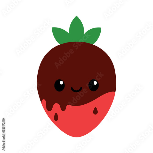 Adorable Cartoon Chocolate Covered Strawberry Illustration cute cartoon strawberry dipped