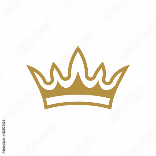 Golden crown symbol. Royal crown icon design, elegant and stylish.  Perfect regal image for dentistry or car accessories logos and branding.