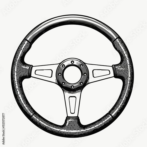 Classic leather steering wheel with three spokes and perforated design.  High-quality automotive accessory, perfect for car customization and restoration projects.