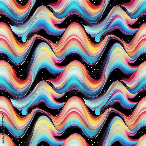 Wallpaper Mural Psychedelic Rainbow Wave with Cosmic Backdrop Digital Illustration Torontodigital.ca