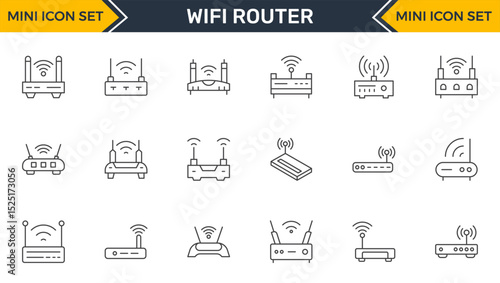 Set of outline Wifi router line icon set. Collection of vector symbol in trendy flat style on white background. Wifi router sings for design.