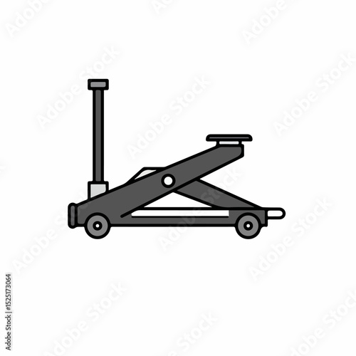 Simple car jack illustration for car repair manuals.  Detailed car jack image shows lifting mechanism and wheels.