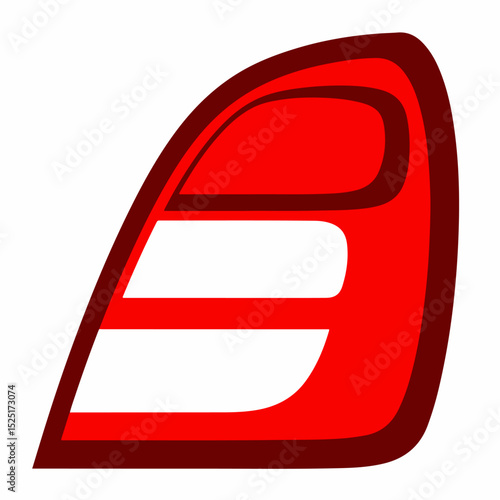 Red car taillight design element. Car part illustration shows detailed red taillight with white reflectors.
