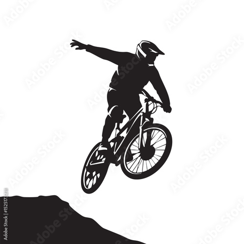 Extreme Mountain Biking Silhouette Adrenaline-Pumping Action and Thrilling Jumps