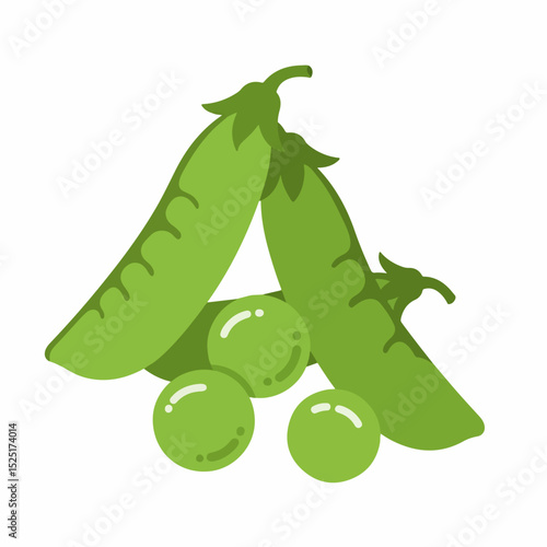 Fresh green peas pods and peas. Juicy green peas are perfect for healthy eating.  Organic peas illustration for gardening magazines or blogs. This image is perfect for use in садоводство.