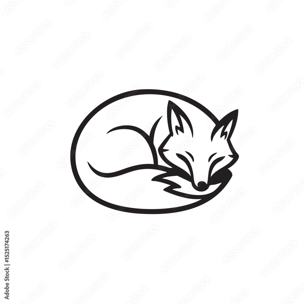 Sleeping Fox Line Art Peaceful Wildlife Illustration Sleeping Fox Line Art Peaceful Wildlife Illustration