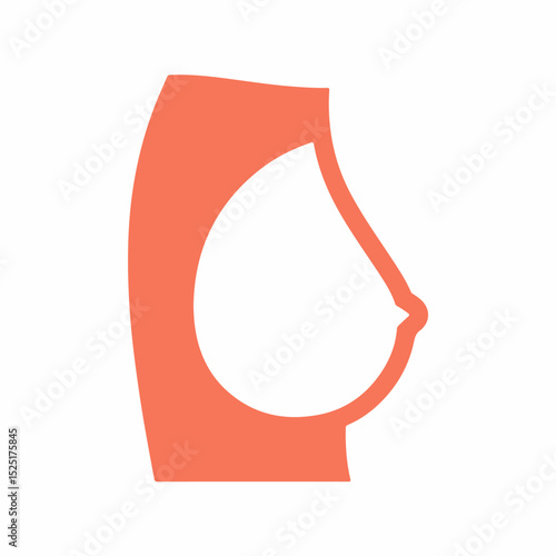 Female breast anatomy illustration. Side view of female breast showing mammary gland structure. Detailed anatomical image perfect for educational materials in gynecology or pediatrics.