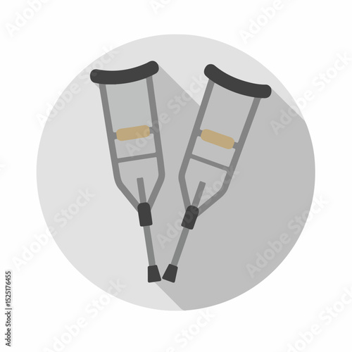 Pair of crutches for rehabilitation support. Crutches provide mobility assistance after injury or surgery. Medical crutches are essential for recovery and physiotherapy.