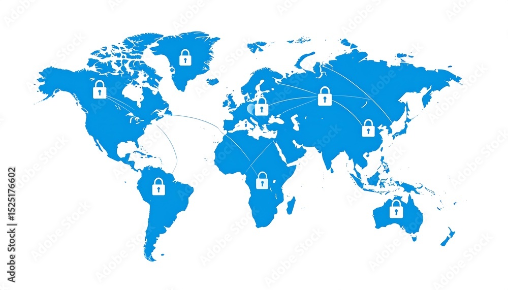 Fototapeta premium Global Network Security Map.