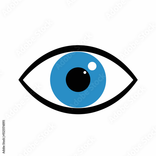 Simple blue eye illustration. Bright blue iris and pupil detail. Eye graphic for ophthalmology or traumatology brochures. This simple eye image is perfect for medical publications, websites,